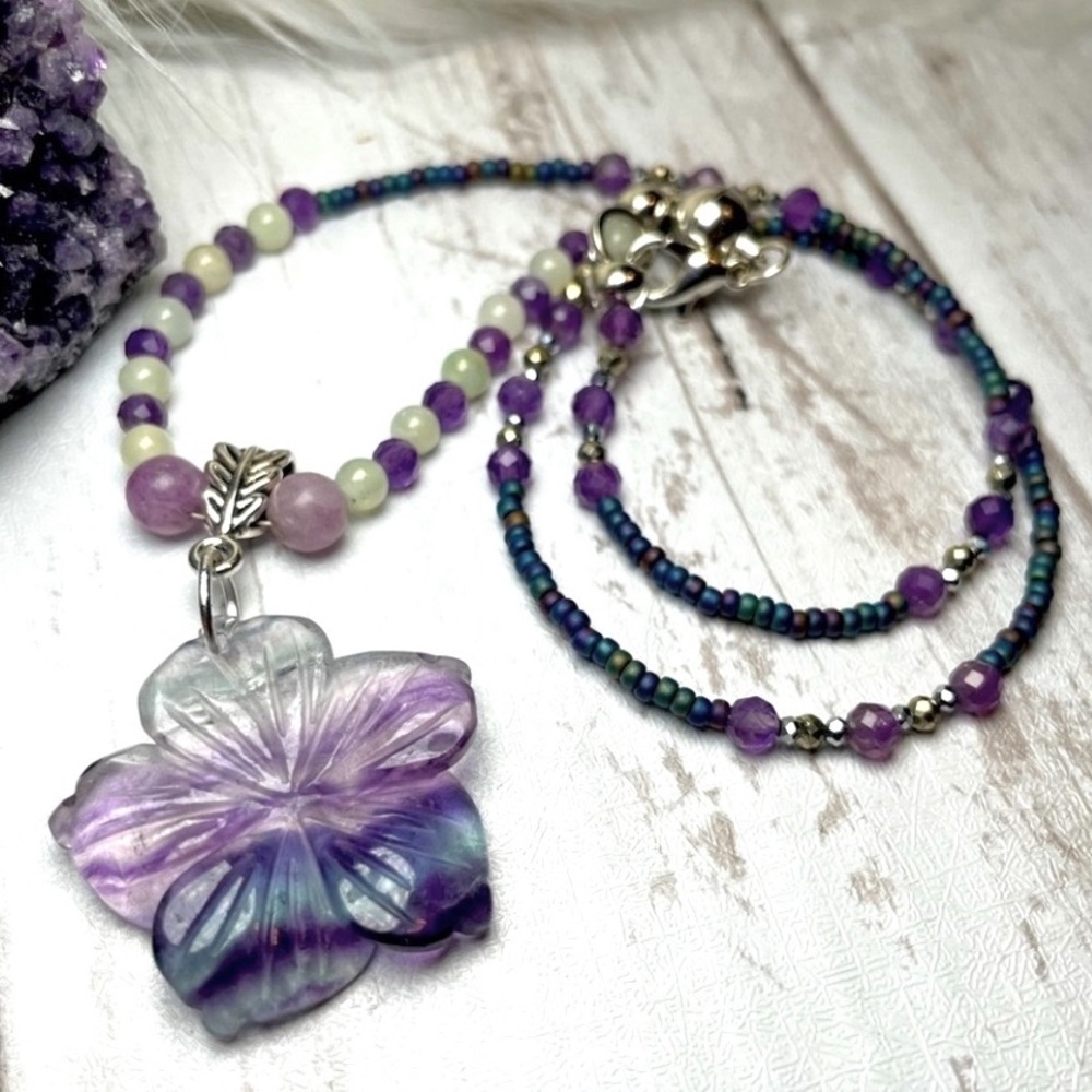 Fluorite Necklace Choker Artisan Jewelry Handmade